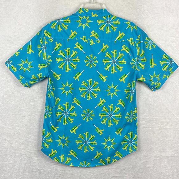 RSVLTS Roosevelts Hawaiian Camp Shirt Mens M Blue Super Soaker AOP Performance - Picture 3 of 10
